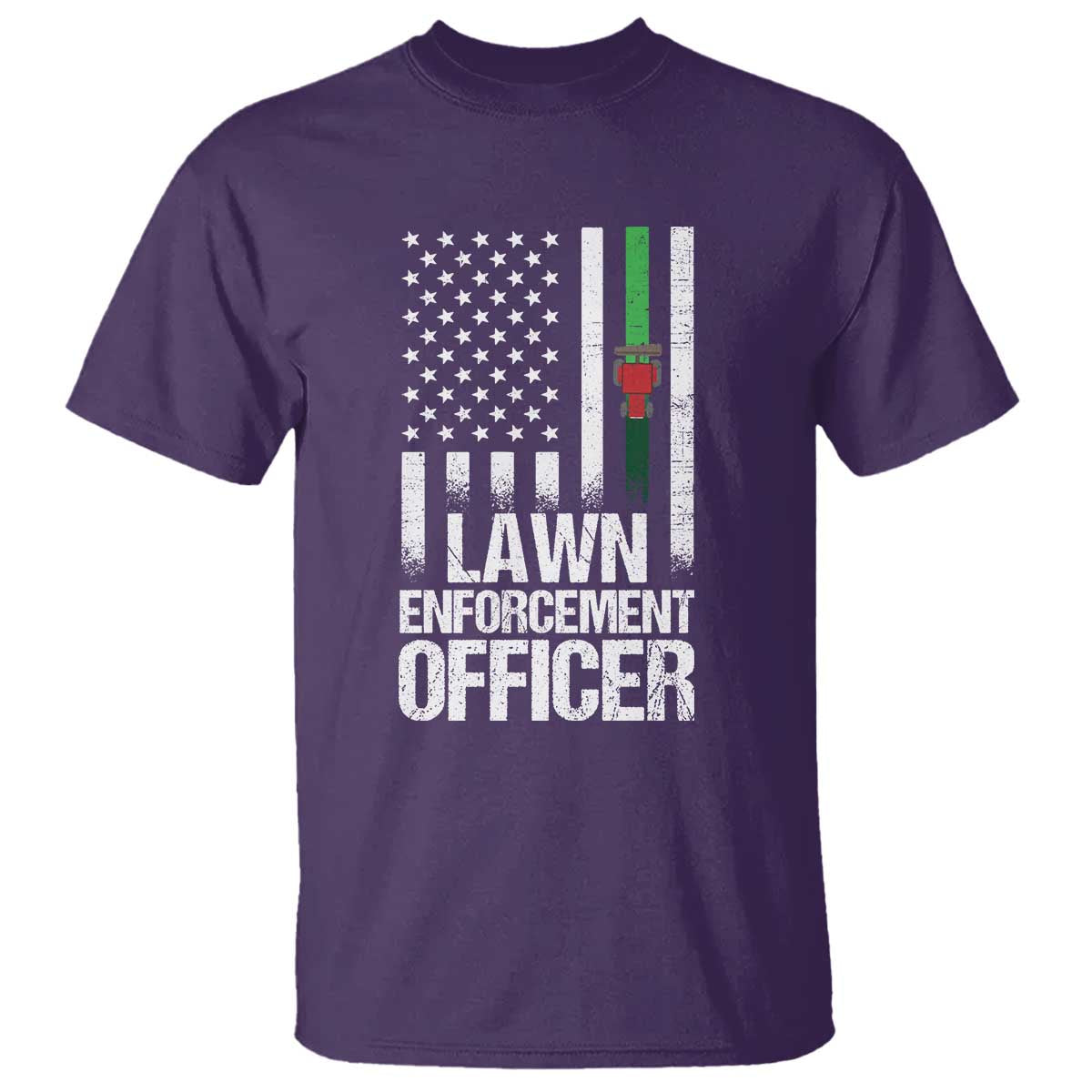 Funny Lawn Enforcement Officer T Shirt Gardening Lawn Mower American Flag - Wonder Print Shop