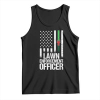 Funny Lawn Enforcement Officer Tank Top Gardening Lawn Mower American Flag - Wonder Print Shop