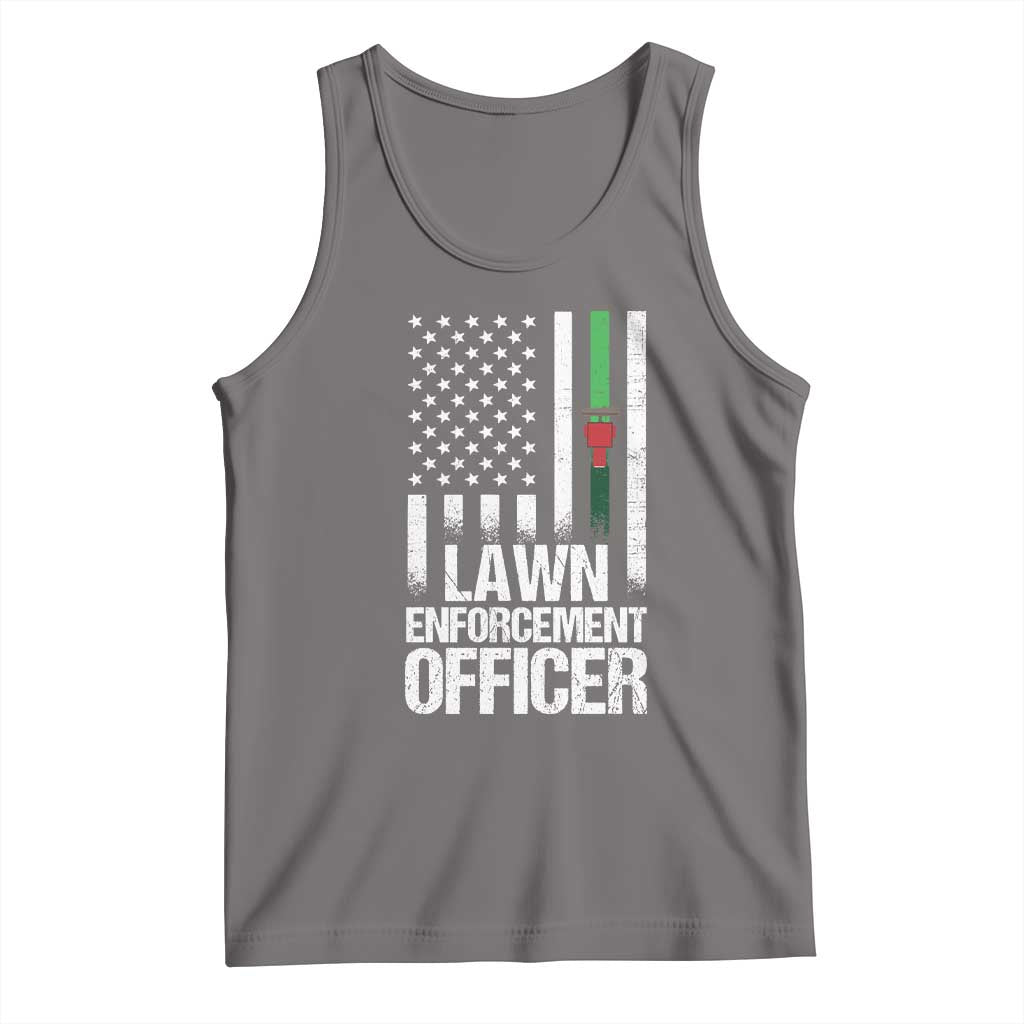 Funny Lawn Enforcement Officer Tank Top Gardening Lawn Mower American Flag - Wonder Print Shop