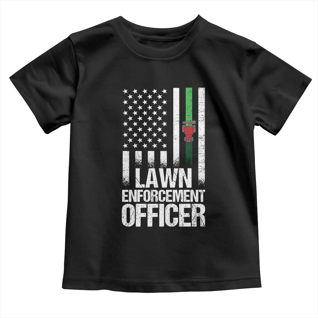 Funny Lawn Enforcement Officer Toddler T Shirt Gardening Lawn Mower American Flag - Wonder Print Shop