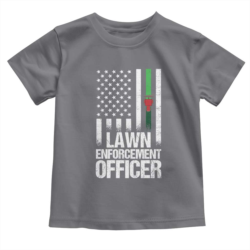 Funny Lawn Enforcement Officer Toddler T Shirt Gardening Lawn Mower American Flag - Wonder Print Shop
