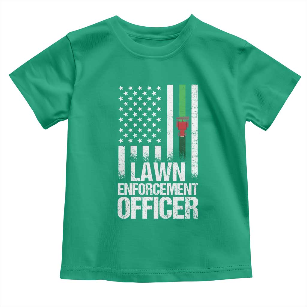 Funny Lawn Enforcement Officer Toddler T Shirt Gardening Lawn Mower American Flag - Wonder Print Shop