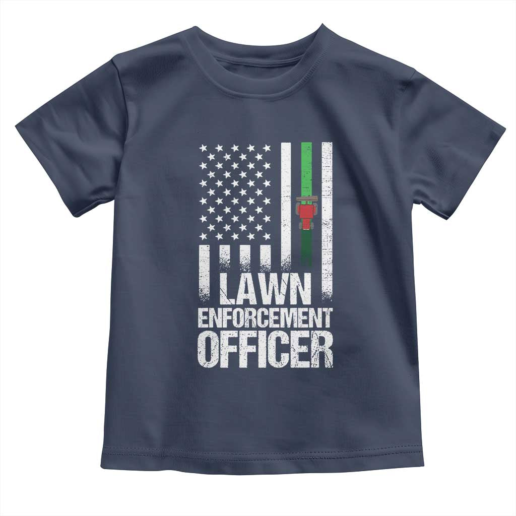Funny Lawn Enforcement Officer Toddler T Shirt Gardening Lawn Mower American Flag - Wonder Print Shop