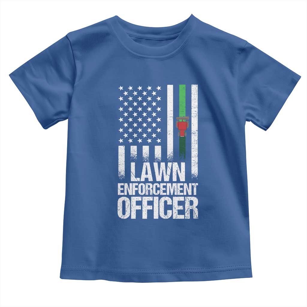 Funny Lawn Enforcement Officer Toddler T Shirt Gardening Lawn Mower American Flag - Wonder Print Shop
