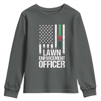 Funny Lawn Enforcement Officer Youth Sweatshirt Gardening Lawn Mower American Flag - Wonder Print Shop