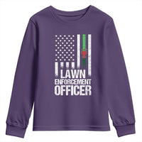 Funny Lawn Enforcement Officer Youth Sweatshirt Gardening Lawn Mower American Flag - Wonder Print Shop