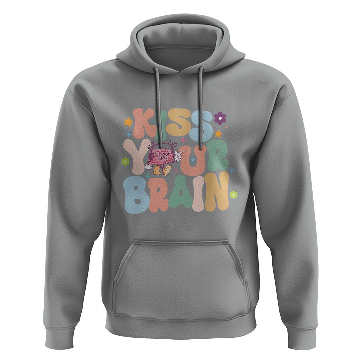 Funny Special Education Teacher Hoodie Kiss Your Brain Retro Groove Flower Star - Wonder Print Shop