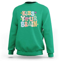 Funny Special Education Teacher Sweatshirt Kiss Your Brain Retro Groove Flower Star - Wonder Print Shop
