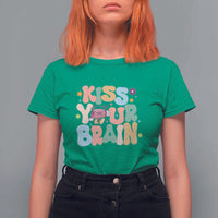 Funny Special Education Teacher T Shirt For Women Kiss Your Brain Retro Groove Flower Star - Wonder Print Shop