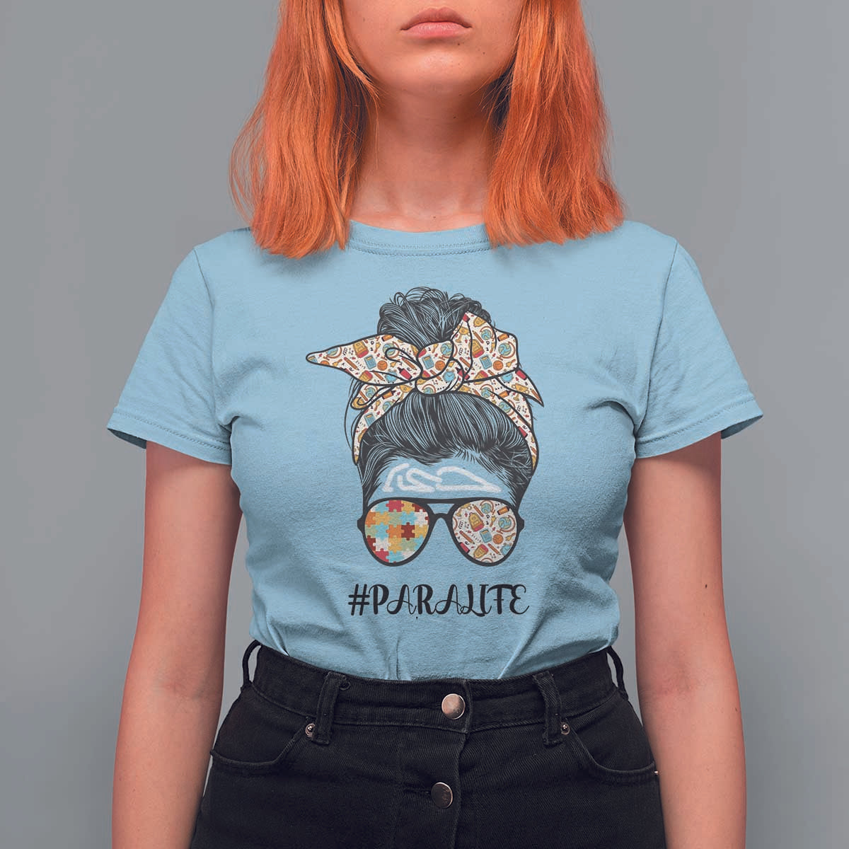 Paraprofessional Teacher T Shirt For Women Para Life Messy Bun Sunglasses School Supplies - Wonder Print Shop