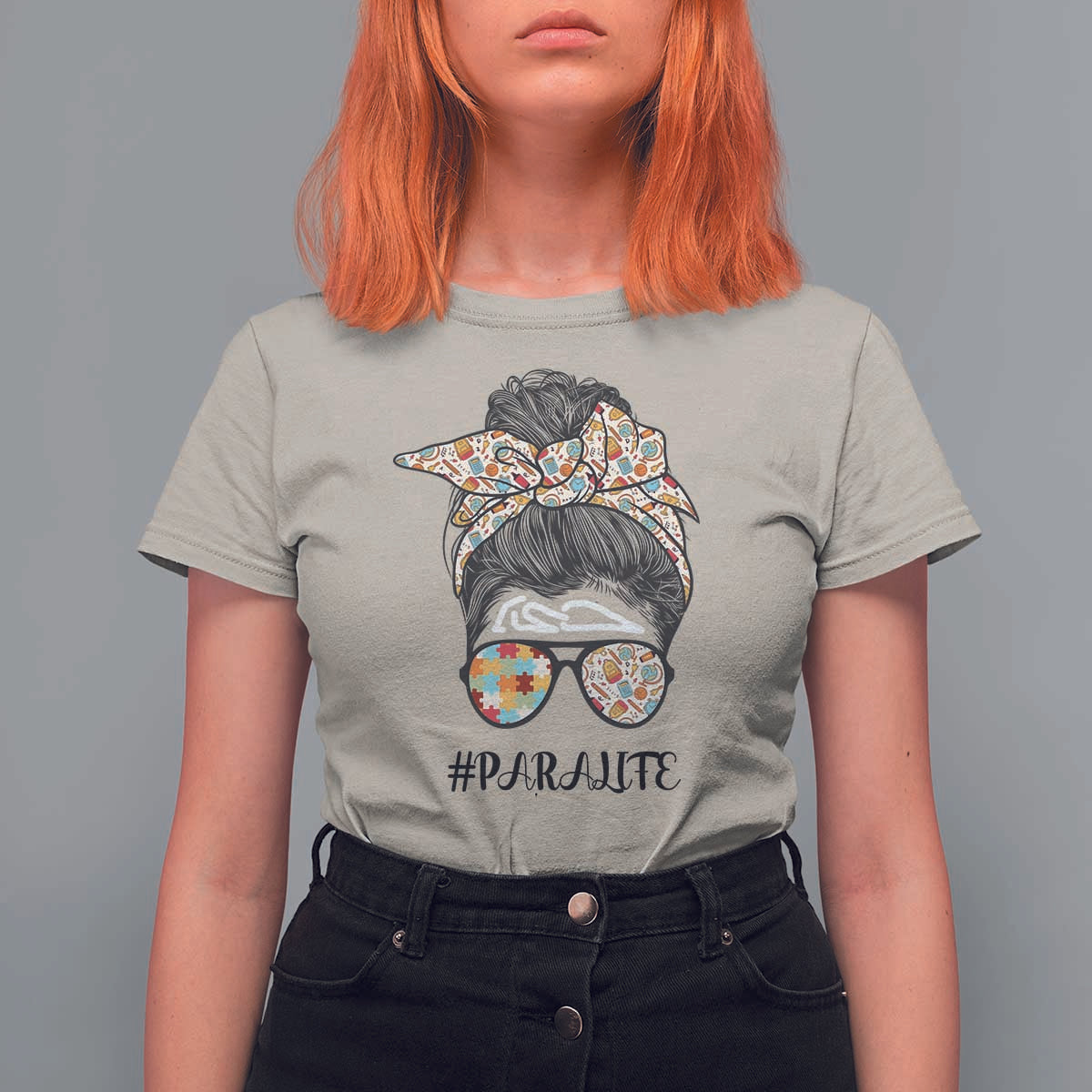 Paraprofessional Teacher T Shirt For Women Para Life Messy Bun Sunglasses School Supplies - Wonder Print Shop