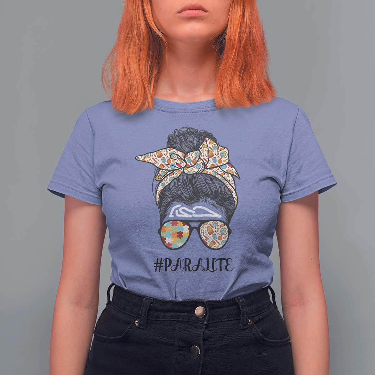 Paraprofessional Teacher T Shirt For Women Para Life Messy Bun Sunglasses School Supplies - Wonder Print Shop