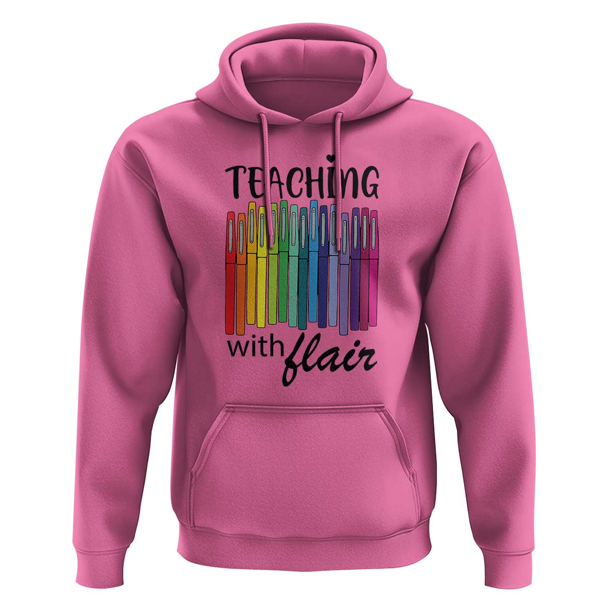 Funny Teacher Hoodie Teaching With Flair Colorful Pen Back To School - Wonder Print Shop