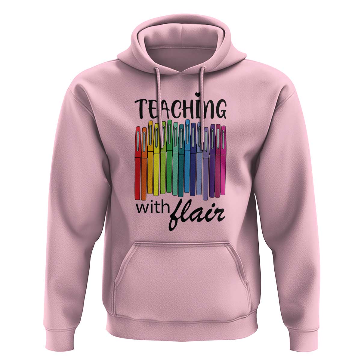 Funny Teacher Hoodie Teaching With Flair Colorful Pen Back To School - Wonder Print Shop