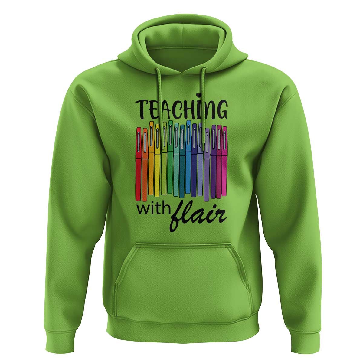 Funny Teacher Hoodie Teaching With Flair Colorful Pen Back To School - Wonder Print Shop