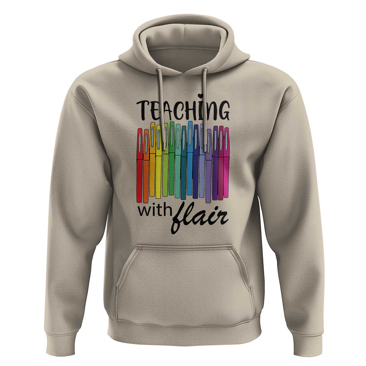 Funny Teacher Hoodie Teaching With Flair Colorful Pen Back To School - Wonder Print Shop
