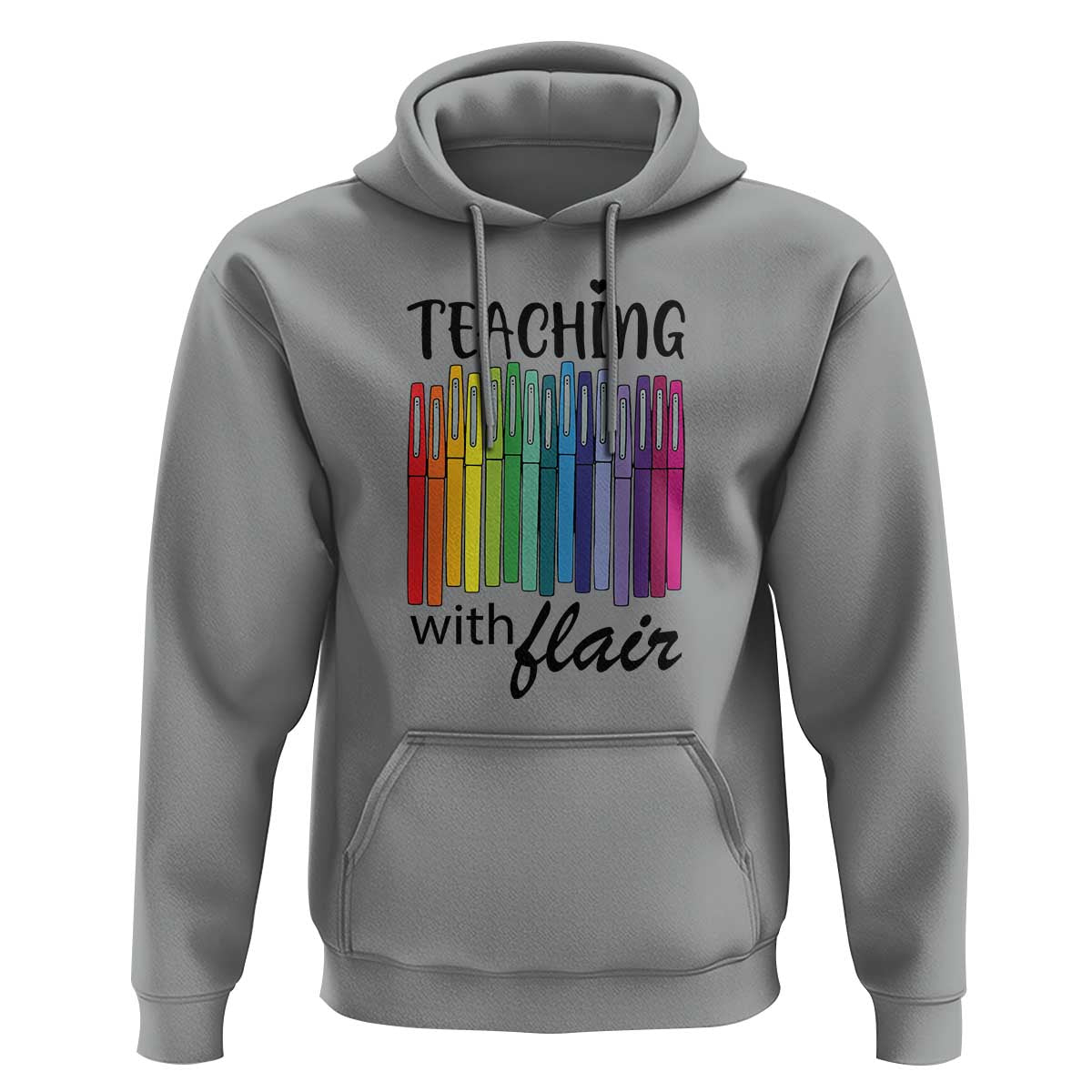 Funny Teacher Hoodie Teaching With Flair Colorful Pen Back To School - Wonder Print Shop
