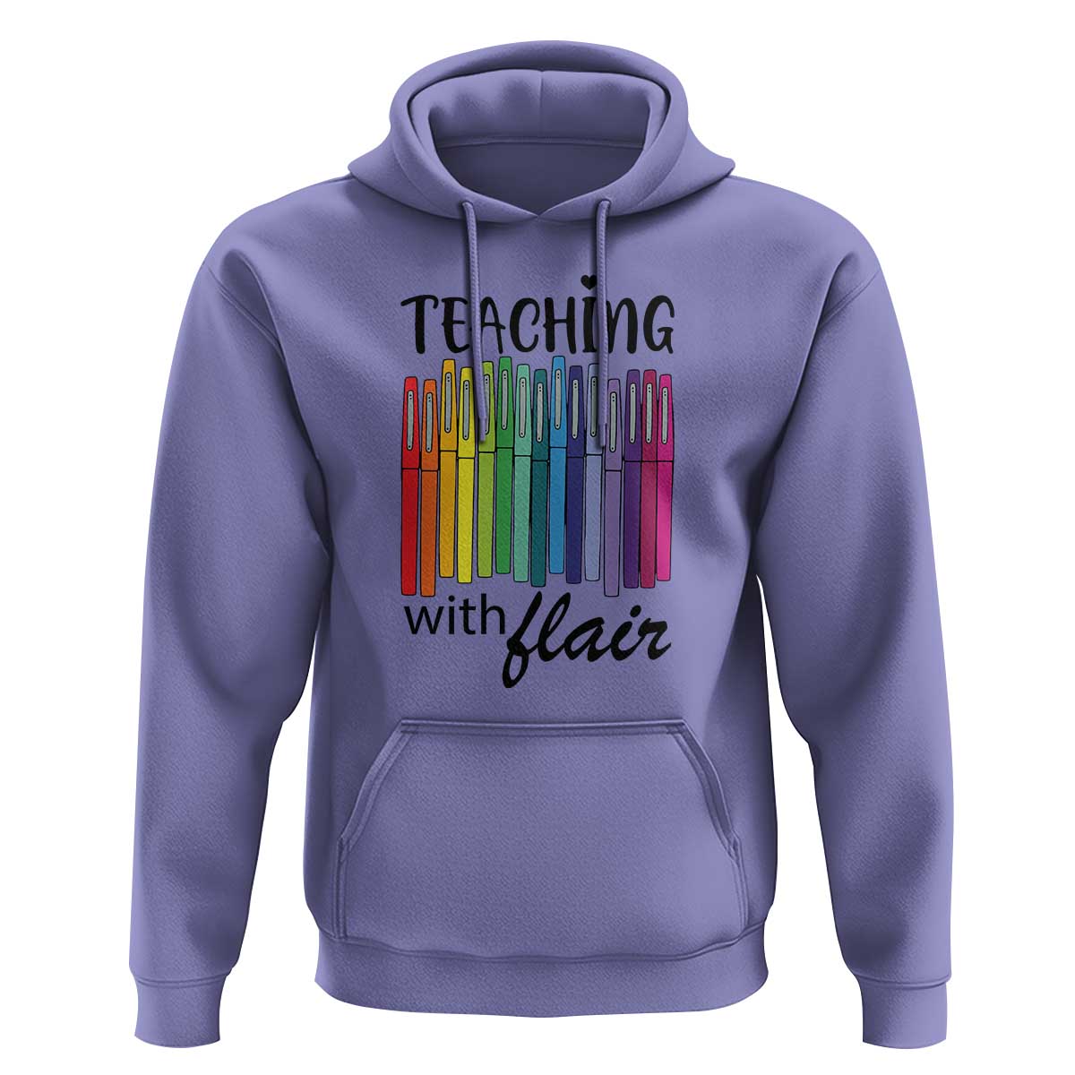 Funny Teacher Hoodie Teaching With Flair Colorful Pen Back To School - Wonder Print Shop