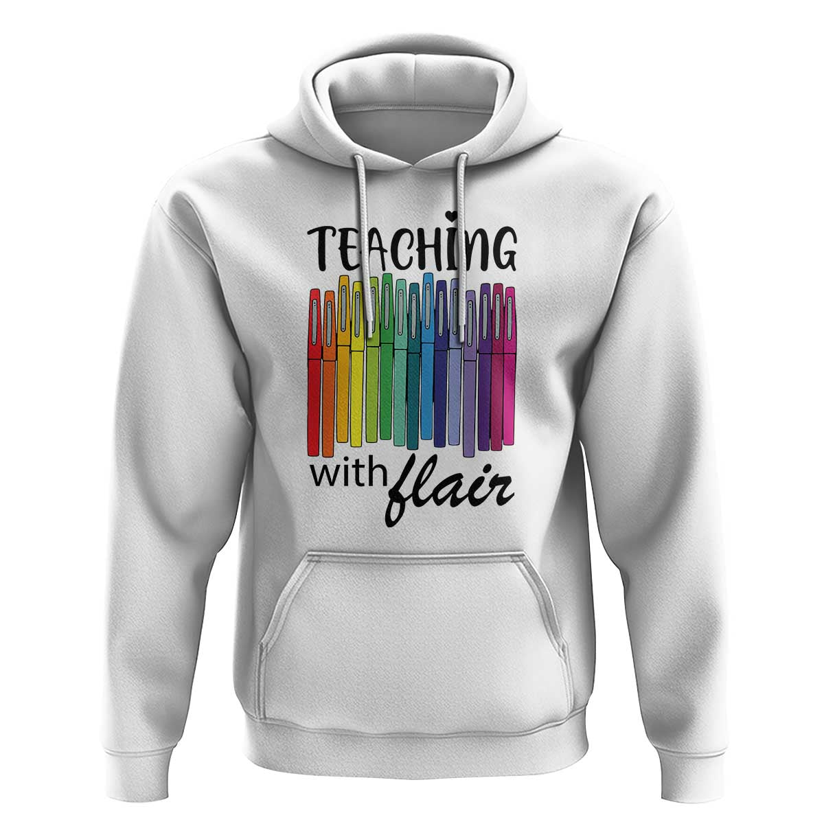 Funny Teacher Hoodie Teaching With Flair Colorful Pen Back To School - Wonder Print Shop