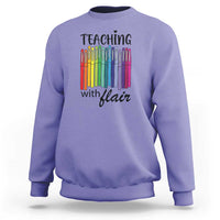 Funny Teacher Sweatshirt Teaching With Flair Colorful Pen Back To School - Wonder Print Shop