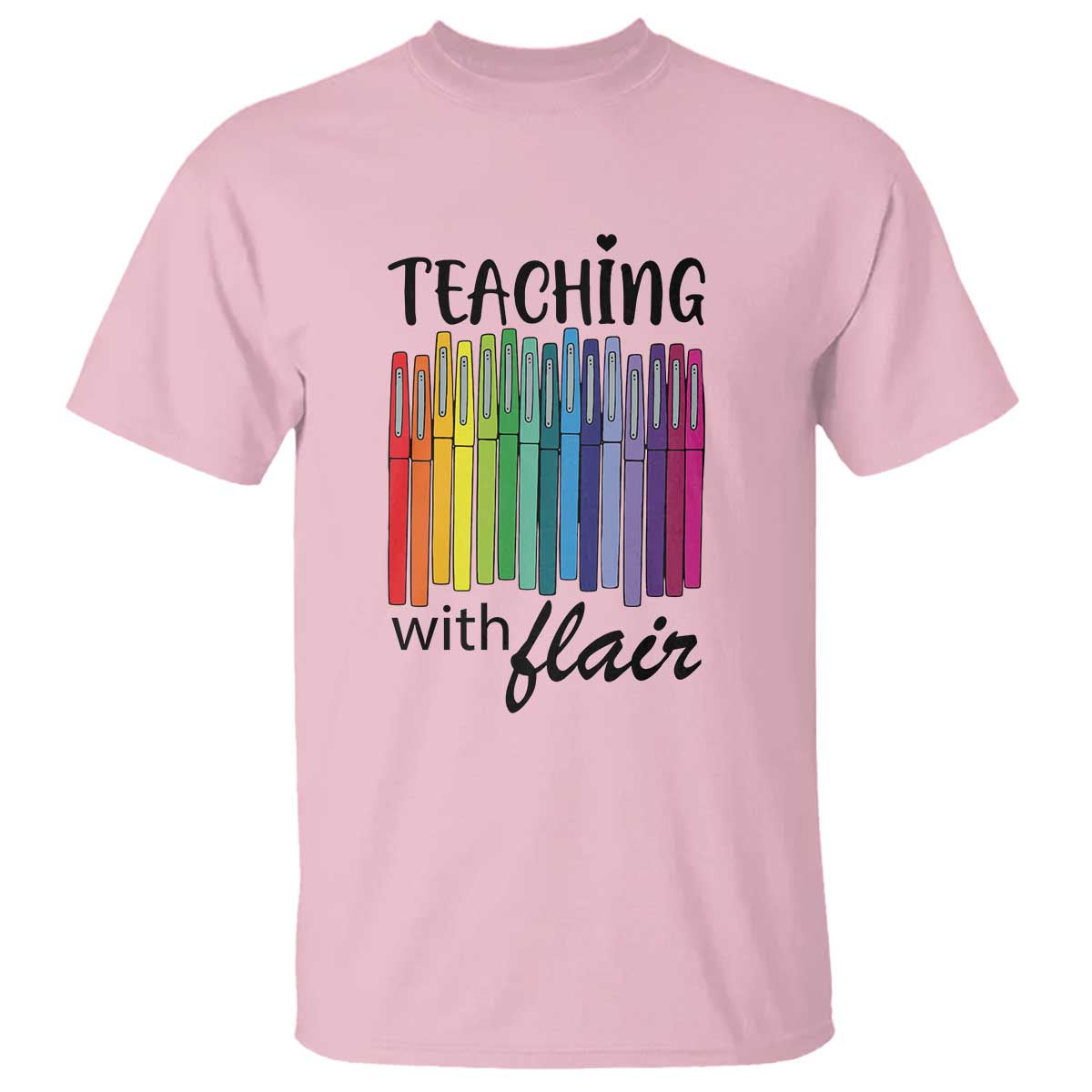 Funny Teacher T Shirt Teaching With Flair Colorful Pen Back To School - Wonder Print Shop