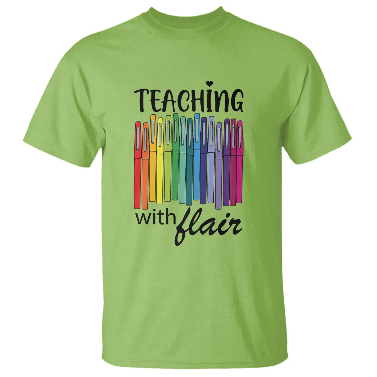 Funny Teacher T Shirt Teaching With Flair Colorful Pen Back To School - Wonder Print Shop