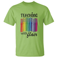 Funny Teacher T Shirt Teaching With Flair Colorful Pen Back To School - Wonder Print Shop