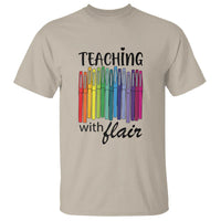 Funny Teacher T Shirt Teaching With Flair Colorful Pen Back To School - Wonder Print Shop