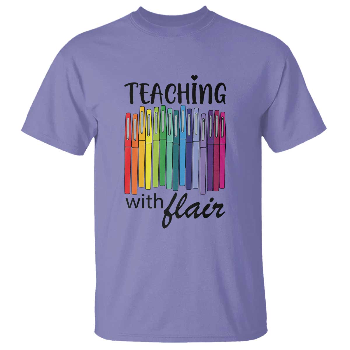Funny Teacher T Shirt Teaching With Flair Colorful Pen Back To School - Wonder Print Shop