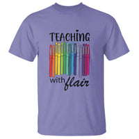 Funny Teacher T Shirt Teaching With Flair Colorful Pen Back To School - Wonder Print Shop
