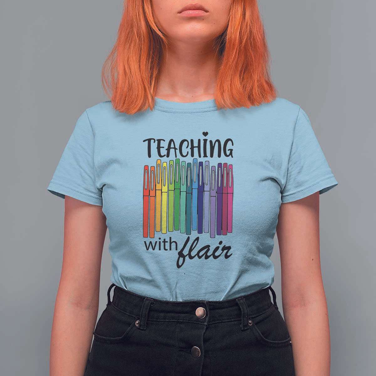 Funny Teacher T Shirt For Women Teaching With Flair Colorful Pen Back To School - Wonder Print Shop