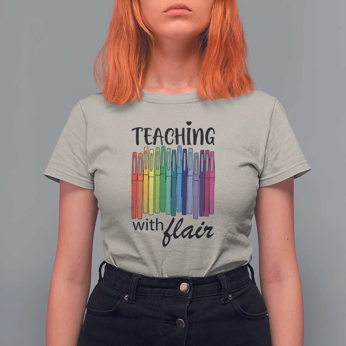 Funny Teacher T Shirt For Women Teaching With Flair Colorful Pen Back To School - Wonder Print Shop