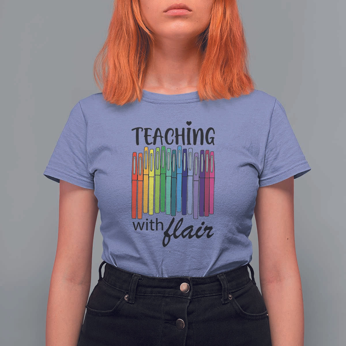 Funny Teacher T Shirt For Women Teaching With Flair Colorful Pen Back To School - Wonder Print Shop
