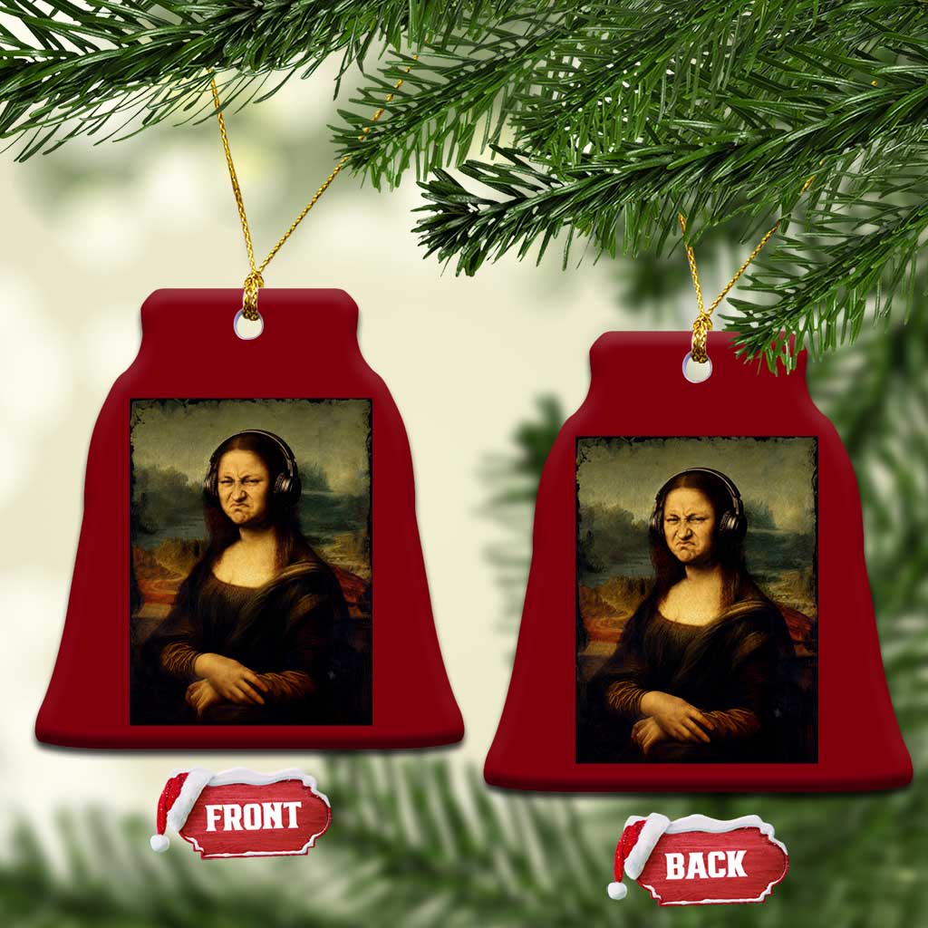 Funny Mona Lisa Bass Face Music Lovers DJs Ceramic Ornament
