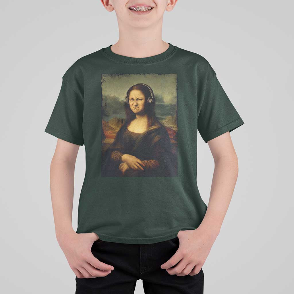 Funny Mona Lisa Bass Face Music Lovers DJs T Shirt For Kid