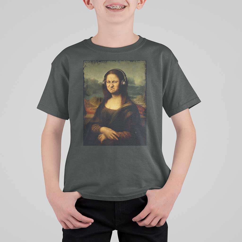 Funny Mona Lisa Bass Face Music Lovers DJs T Shirt For Kid