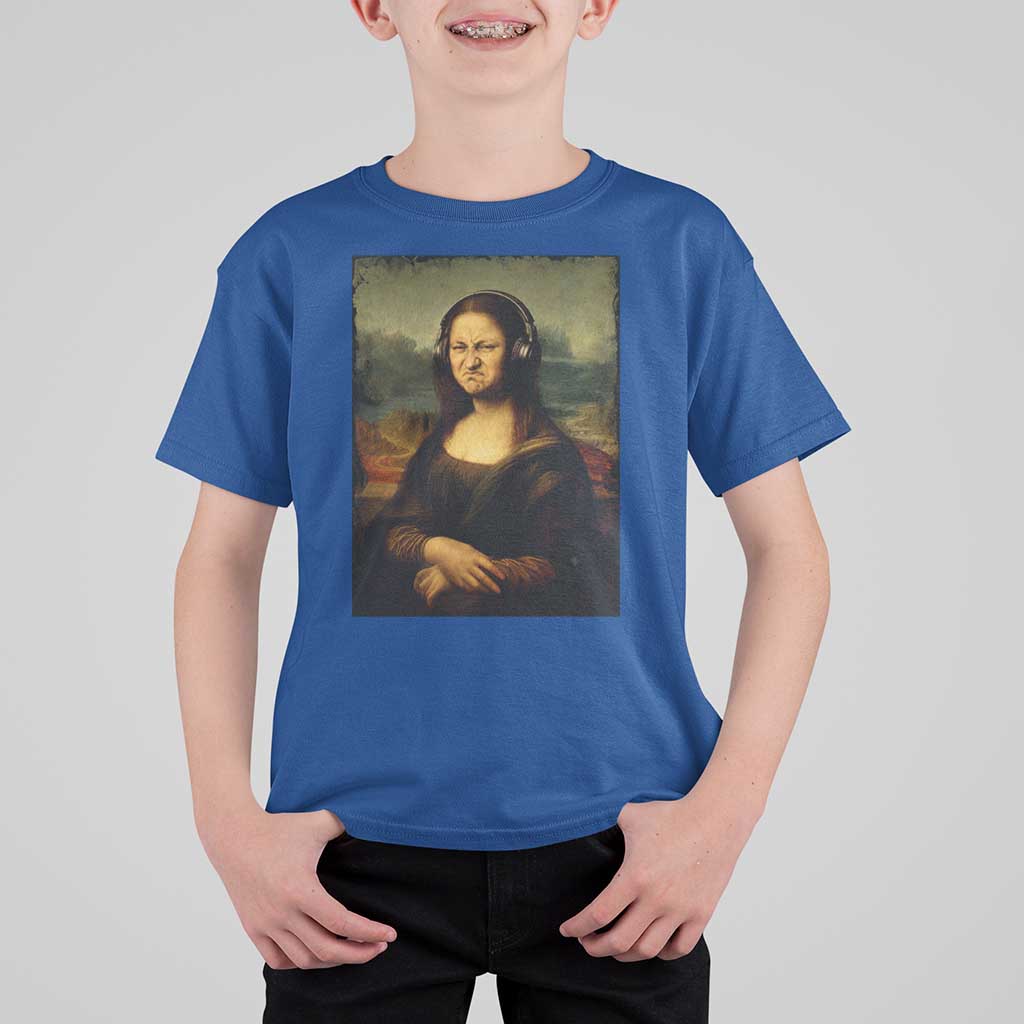 Funny Mona Lisa Bass Face Music Lovers DJs T Shirt For Kid
