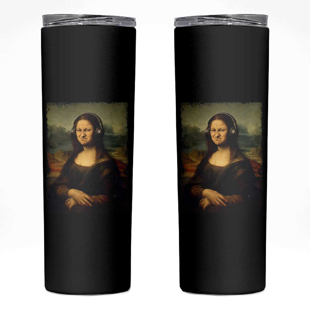 Funny Mona Lisa Bass Face Music Lovers DJs Skinny Tumbler
