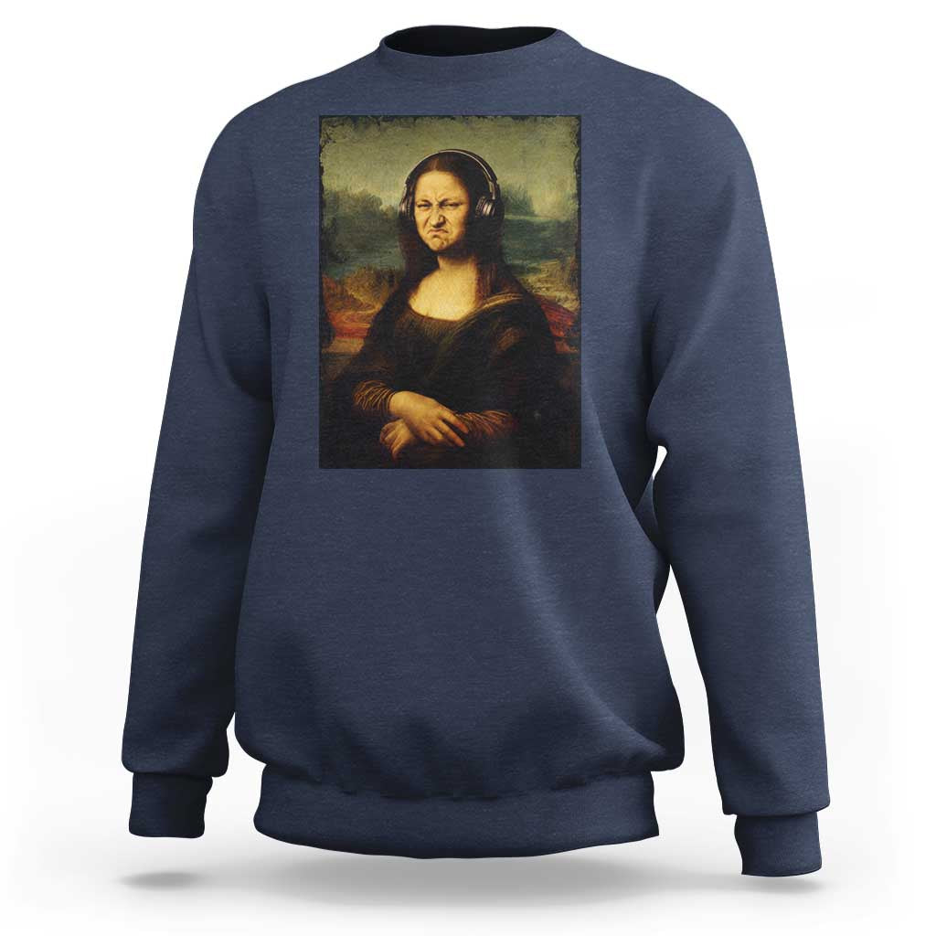 Funny Mona Lisa Bass Face Music Lovers DJs Sweatshirt