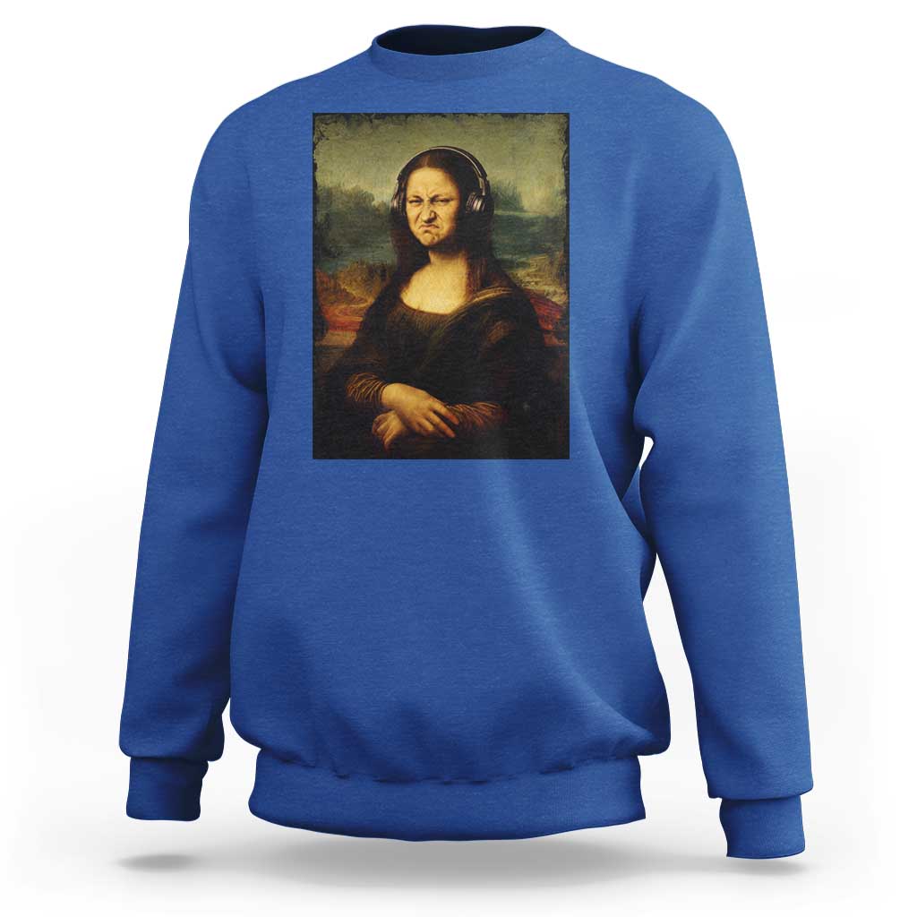 Funny Mona Lisa Bass Face Music Lovers DJs Sweatshirt