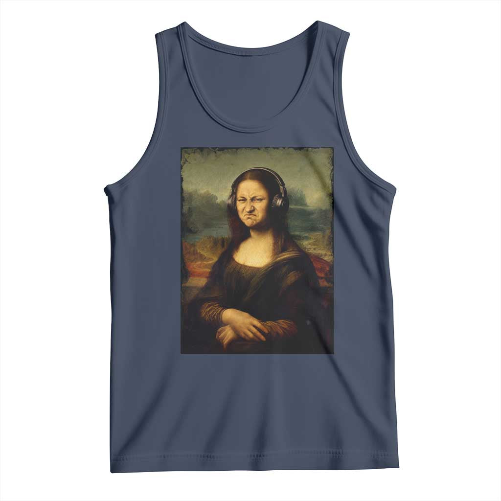 Funny Mona Lisa Bass Face Music Lovers DJs Tank Top