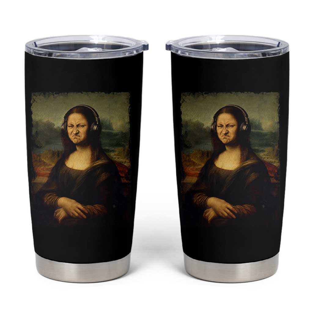 Funny Mona Lisa Bass Face Music Lovers DJs Tumbler Cup