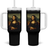 Funny Mona Lisa Bass Face Music Lovers DJs Tumbler With Handle
