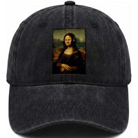 Funny Mona Lisa Bass Face Music Lovers DJs Washed Cotton Baseball Cap