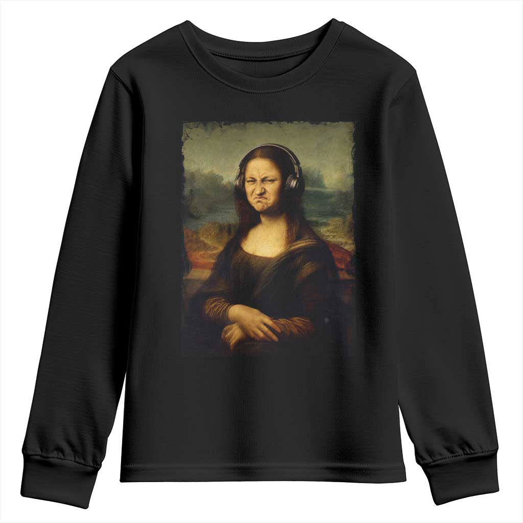 Funny Mona Lisa Bass Face Music Lovers DJs Youth Sweatshirt