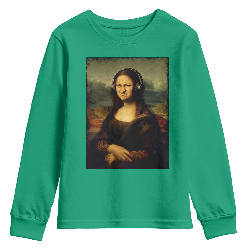 Funny Mona Lisa Bass Face Music Lovers DJs Youth Sweatshirt