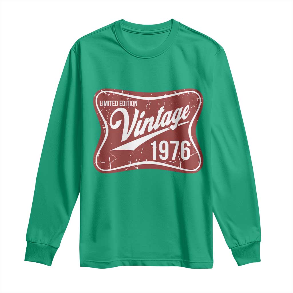 50th Birthday Beer Lover Vintage 1976 Limited Edition Long Sleeve Shirt Red Metal Beer Soft Sign Graphic