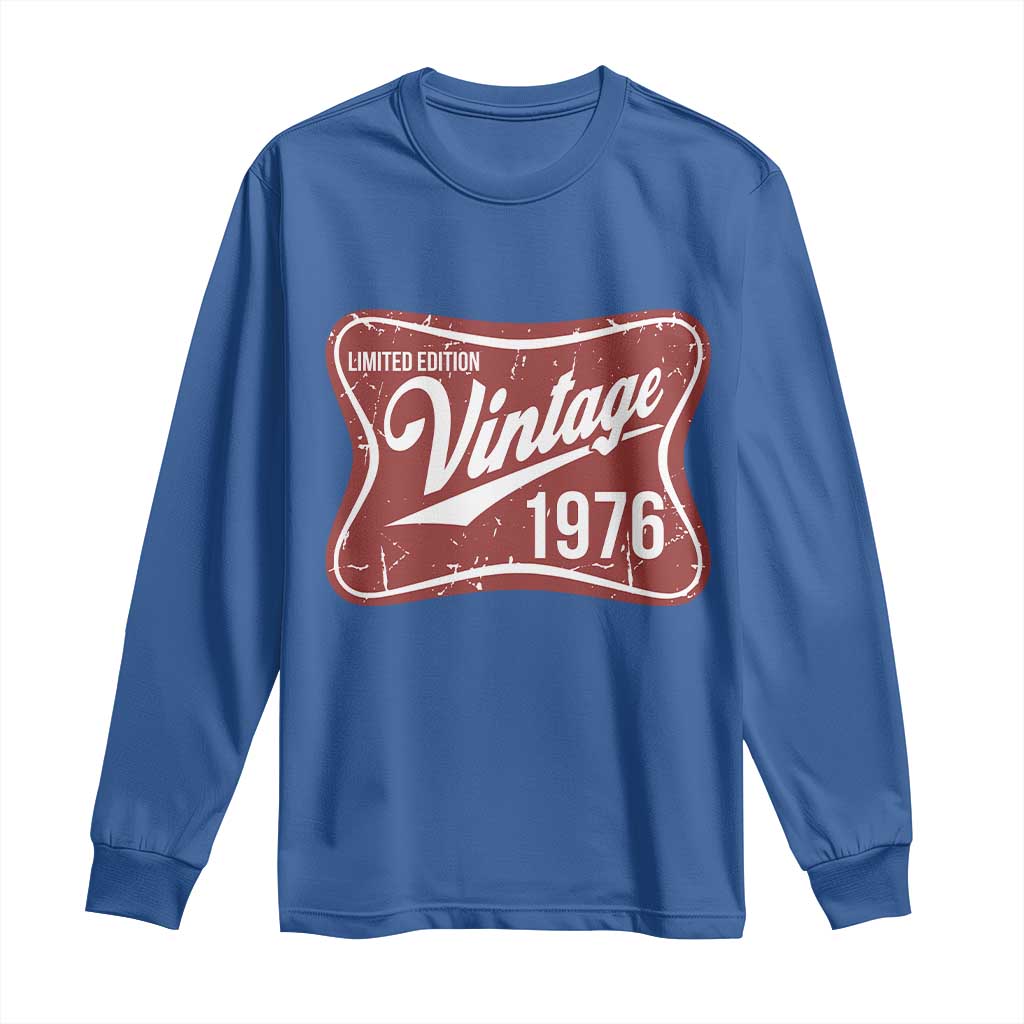 50th Birthday Beer Lover Vintage 1976 Limited Edition Long Sleeve Shirt Red Metal Beer Soft Sign Graphic