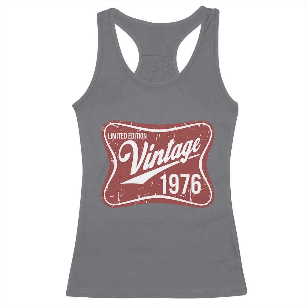 50th Birthday Beer Lover Vintage 1976 Limited Edition Racerback Tank Top Red Metal Beer Soft Sign Graphic