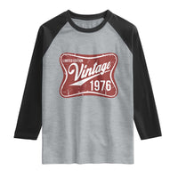50th Birthday Beer Lover Vintage 1976 Limited Edition Raglan Shirt Red Metal Beer Soft Sign Graphic